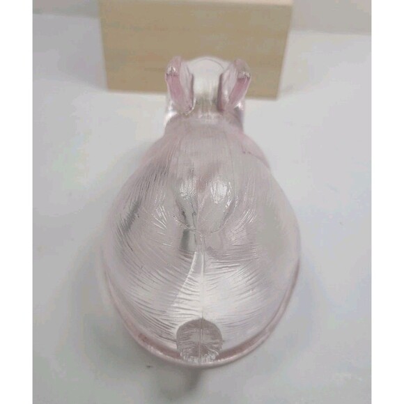 L.E. Smith Pink Glass Bunny Rabbit On Nest 4.5" Trinket Candy Dish VGUC Gorgeous - Picture 6 of 8